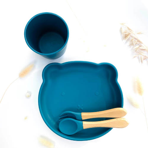 Set de repas + verre & couvert Ours - Bleu