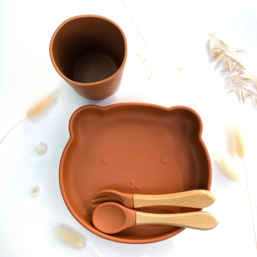 Set de repas + verre & couvert Ours - Terracotta